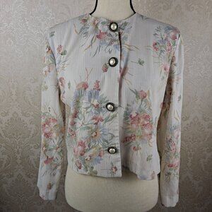 Toni Garment for CC Magic Size S/M Cream with Floral Print Pearl Buttons Vintage